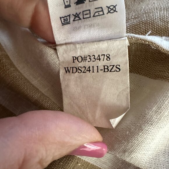 Faherty Striped Willow Wrap Dress Womens Size M Linen Capsule Minimalist Beach - Picture 7 of 8